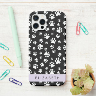 Muster, Dog Paws, Schwarz und Weiß, Ihr Name iPhone 12 Pro Hülle