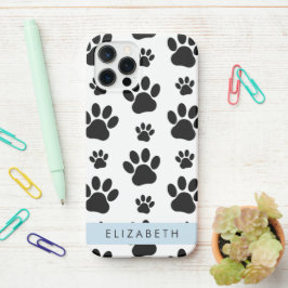 Muster, Dog Paws, Schwarz und Weiß, Ihr Name iPhone 12 Pro Hülle