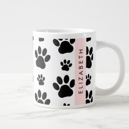 Muster, Dog Paws, Schwarz und Weiß, Ihr Name Jumbo-Tasse