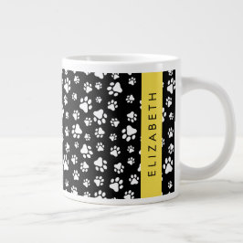 Muster, Dog Paws, Schwarz und Weiß, Ihr Name Jumbo-Tasse