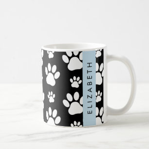 Muster, Dog Paws, Schwarz und Weiß, Ihr Name Kaffeetasse