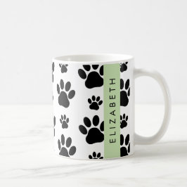 Muster, Dog Paws, Schwarz und Weiß, Ihr Name Kaffeetasse