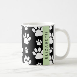 Muster, Dog Paws, Schwarz und Weiß, Ihr Name Kaffeetasse