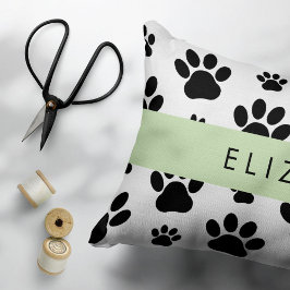 Muster, Dog Paws, Schwarz und Weiß, Ihr Name Kissenbezug