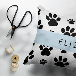 Muster, Dog Paws, Schwarz und Weiß, Ihr Name Kissenbezug