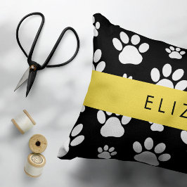Muster, Dog Paws, Schwarz und Weiß, Ihr Name Kissenbezug