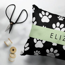 Muster, Dog Paws, Schwarz und Weiß, Ihr Name Kissenbezug