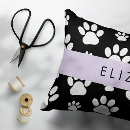 Muster, Dog Paws, Schwarz und Weiß, Ihr Name Kissenbezug