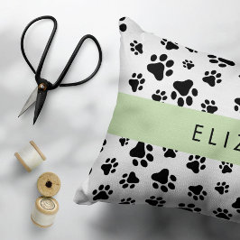 Muster, Dog Paws, Schwarz und Weiß, Ihr Name Kissenbezug