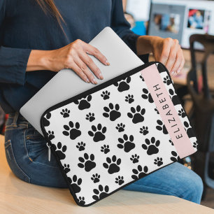 Muster, Dog Paws, Schwarz und Weiß, Ihr Name Laptopschutzhülle