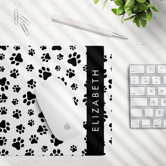 Muster, Dog Paws, Schwarz und Weiß, Ihr Name Mousepad (Von Creator hochgeladen)
