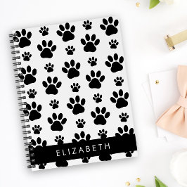 Muster, Dog Paws, Schwarz und Weiß, Ihr Name Notizbuch