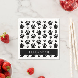 Muster, Dog Paws, Schwarz und Weiß, Ihr Name Serviette