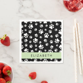 Muster, Dog Paws, Schwarz und Weiß, Ihr Name Serviette