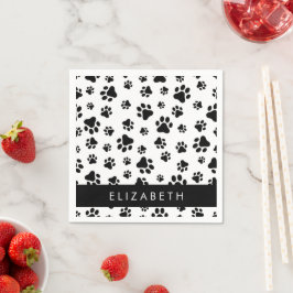 Muster, Dog Paws, Schwarz und Weiß, Ihr Name Serviette