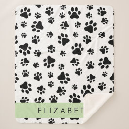 Muster, Dog Paws, Schwarz und Weiß, Ihr Name Sherpadecke