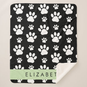 Muster, Dog Paws, Schwarz und Weiß, Ihr Name Sherpadecke