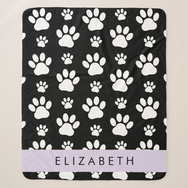 Muster, Dog Paws, Schwarz und Weiß, Ihr Name Sherpadecke (Vorderseite)