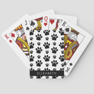 Muster, Dog Paws, Schwarz und Weiß, Ihr Name Spielkarten