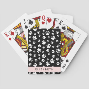 Muster, Dog Paws, Schwarz und Weiß, Ihr Name Spielkarten