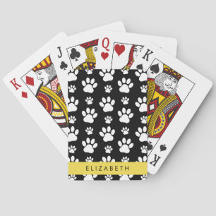 Muster, Dog Paws, Schwarz und Weiß, Ihr Name Spielkarten