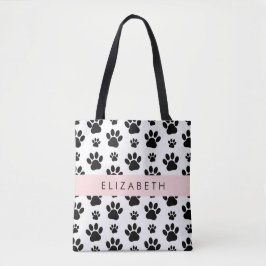 Muster, Dog Paws, Schwarz und Weiß, Ihr Name Tasche