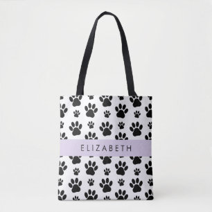 Muster, Dog Paws, Schwarz und Weiß, Ihr Name Tasche