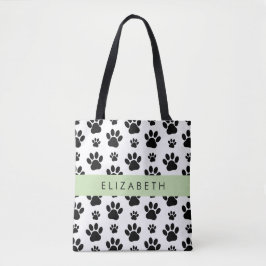 Muster, Dog Paws, Schwarz und Weiß, Ihr Name Tasche