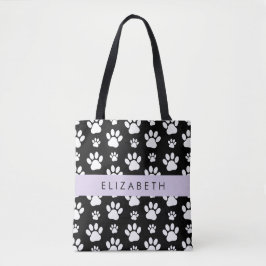 Muster, Dog Paws, Schwarz und Weiß, Ihr Name Tasche