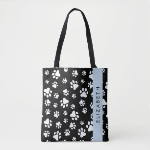 Muster, Dog Paws, Schwarz und Weiß, Ihr Name Tasche