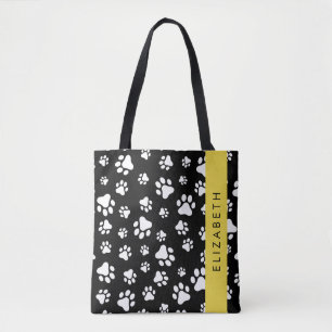 Muster, Dog Paws, Schwarz und Weiß, Ihr Name Tasche