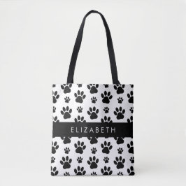 Muster, Dog Paws, Schwarz und Weiß, Ihr Name Tasche