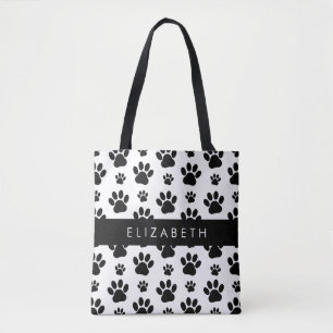 Muster, Dog Paws, Schwarz und Weiß, Ihr Name Tasche