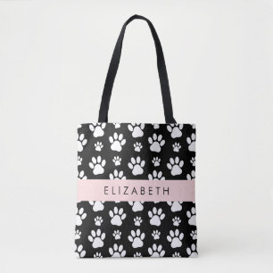 Muster, Dog Paws, Schwarz und Weiß, Ihr Name Tasche