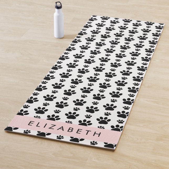 Muster, Dog Paws, Schwarz und Weiß, Ihr Name Yogamatte (Beispiel)