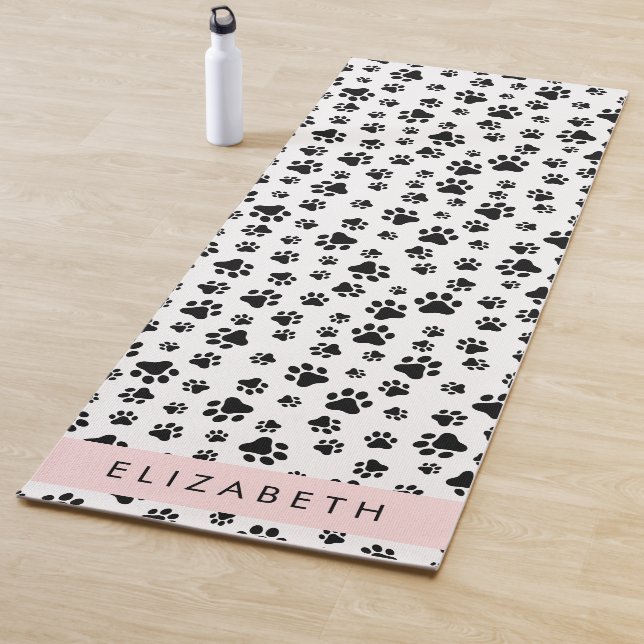 Muster, Dog Paws, Schwarz und Weiß, Ihr Name Yogamatte (Beispiel)