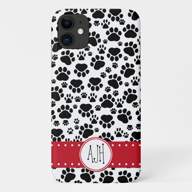 Muster, Dogenpfosten, Schwarz und Weiß, Monogramm Case-Mate iPhone Hülle (Rückseite)