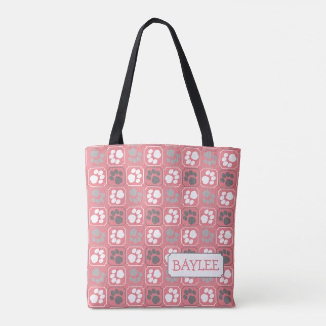 Muster drucken rosa mit Namen einfügen Tasche (Rückseite)