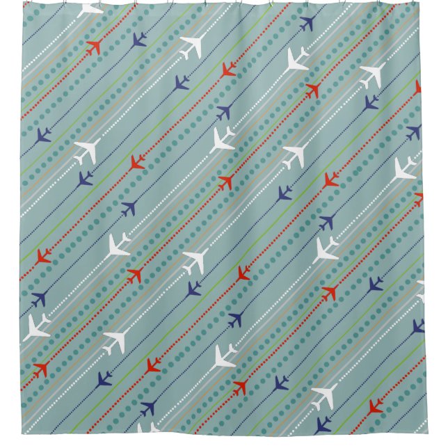 Muster-Duschvorhang für ein Retro-Flugzeug Duschvorhang (Vorderseite)