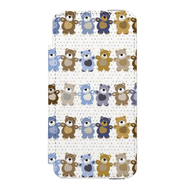 Muster eines Spielzeug-Teddybären Incipio iPhone Geldbeutel-Hülle (Folio Vorderseite)