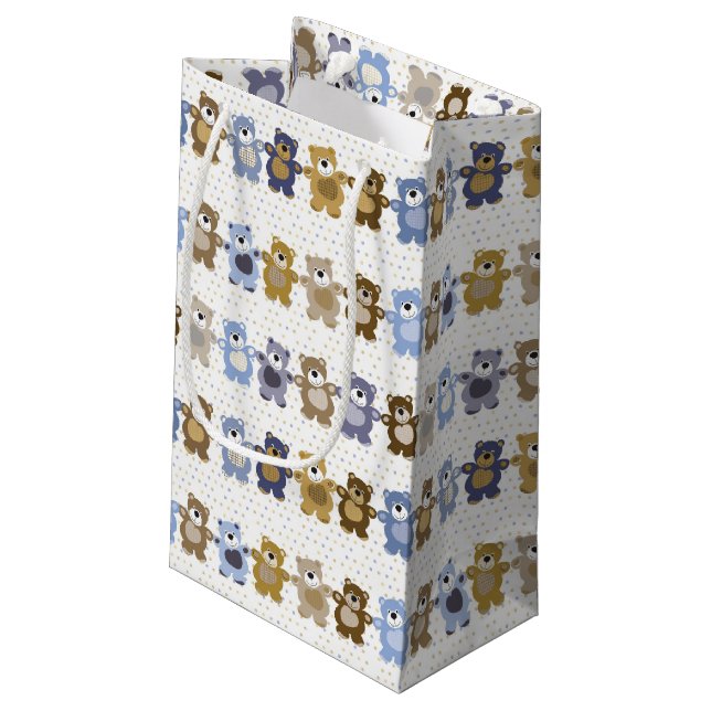 Muster eines Spielzeug-Teddybären Kleine Geschenktüte (Rückseite Schrägansicht)
