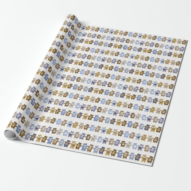 Muster eines Teddybären-Spielzeugs Geschenkpapier (Ungerollt)