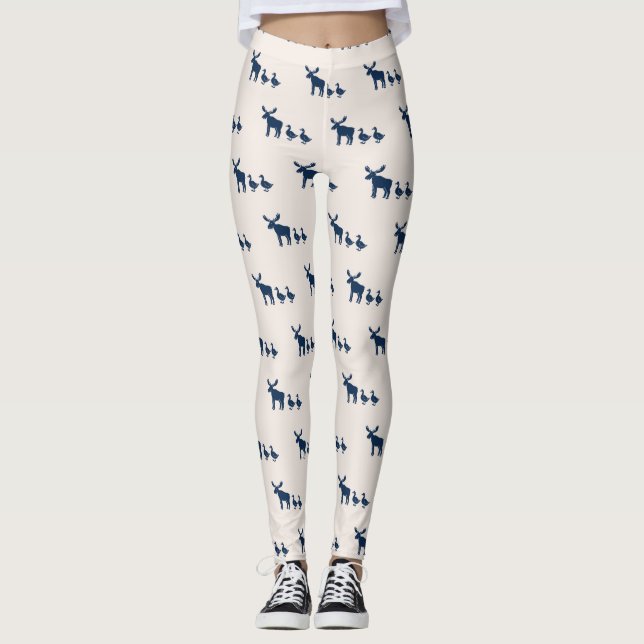 Muster Elch und Enten Leggings (Vorderseite)