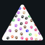 Muster-Entwurf für Paw-Druckvorlagen Dreieckiger Aufkleber<br><div class="desc">Muster-Entwurf für Paw-Druckvorlagen</div>