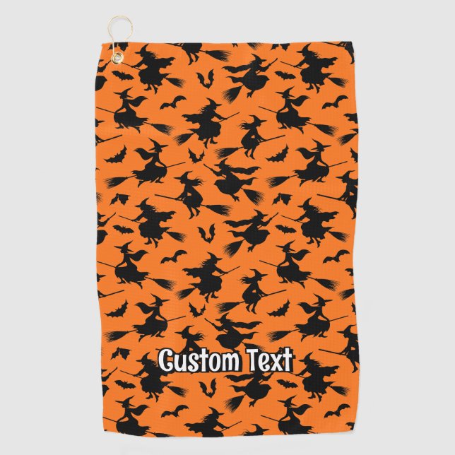 Muster fliegender Hexen Golfhandtuch (Vorderseite)