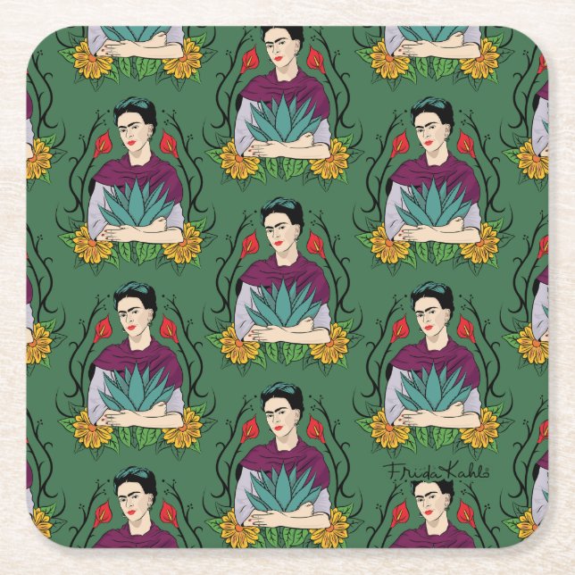 Muster Frida Kahlos | MI Mexiko Lindo Rechteckiger Pappuntersetzer (Vorderseite)