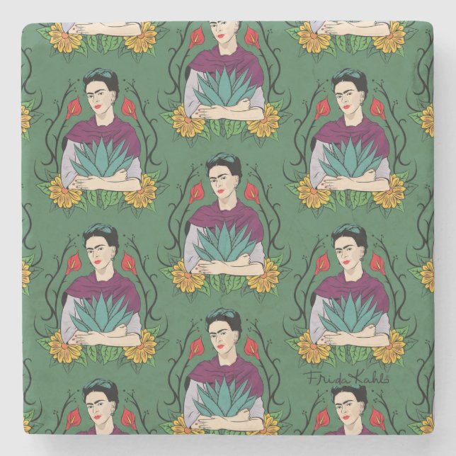 Muster Frida Kahlos | MI Mexiko Lindo Steinuntersetzer (Vorderseite)