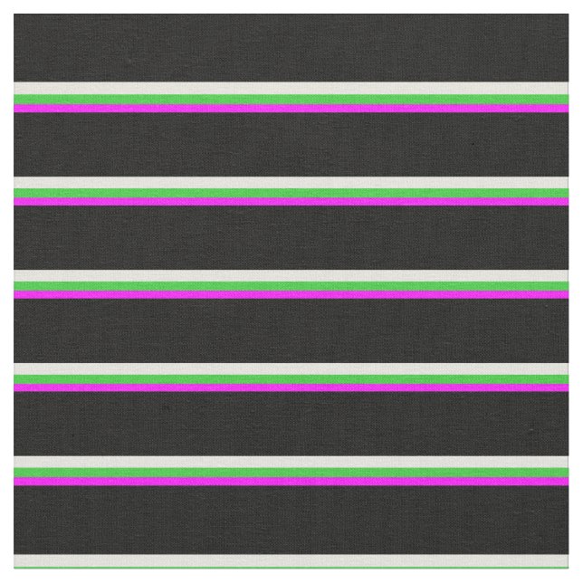 Muster Fuchsia, Lime Green, Beige & Black Lines Stoff (Nahaufnahme)