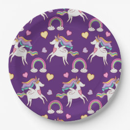Muster Funny Unicorn Magic Horn Niedlich Pappteller