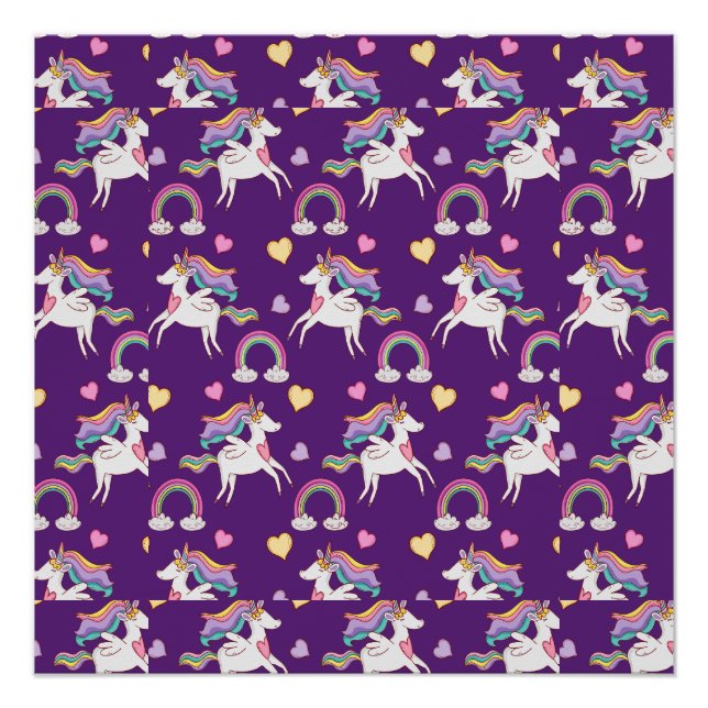Muster Funny Unicorn Magic Horn Niedlich Poster (Vorderseite)